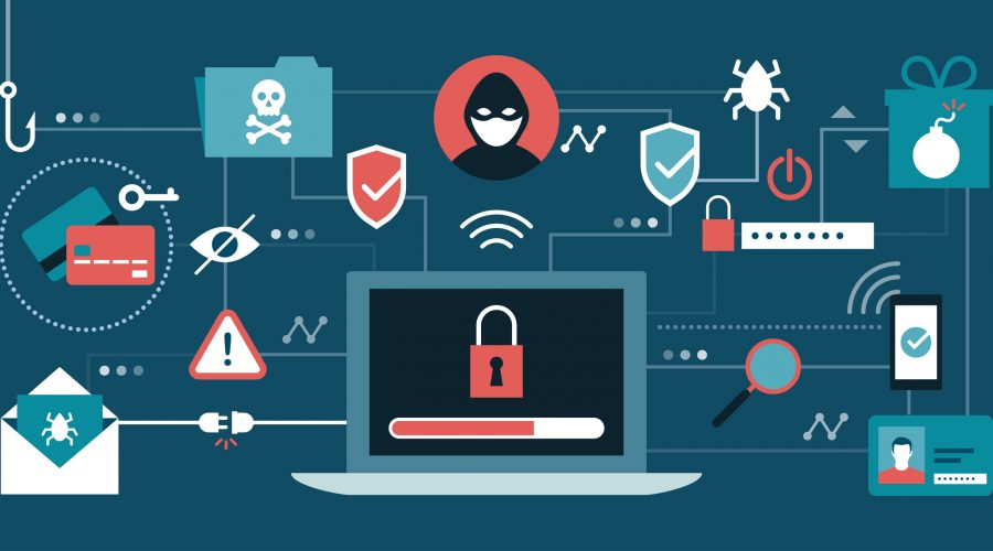 various cybersecurity threats and icons-Intrusion protection system