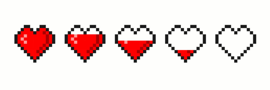 series of five pixelated hearts-what is a scam