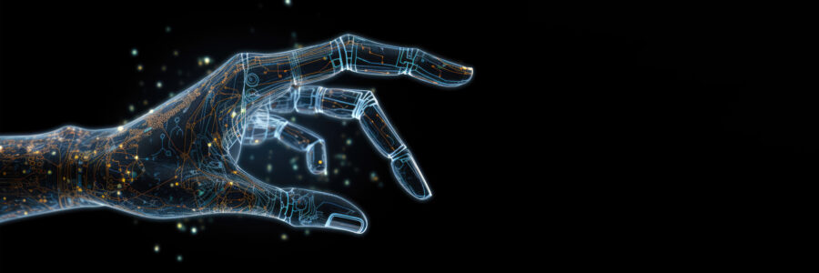 A futuristic digital hand composed of glowing particles-benefits of cloud telephony​